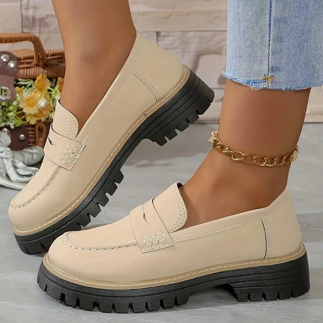 Érwyne | Mocassin Femme Semelle Plateforme Crantée - Beige - Image 1