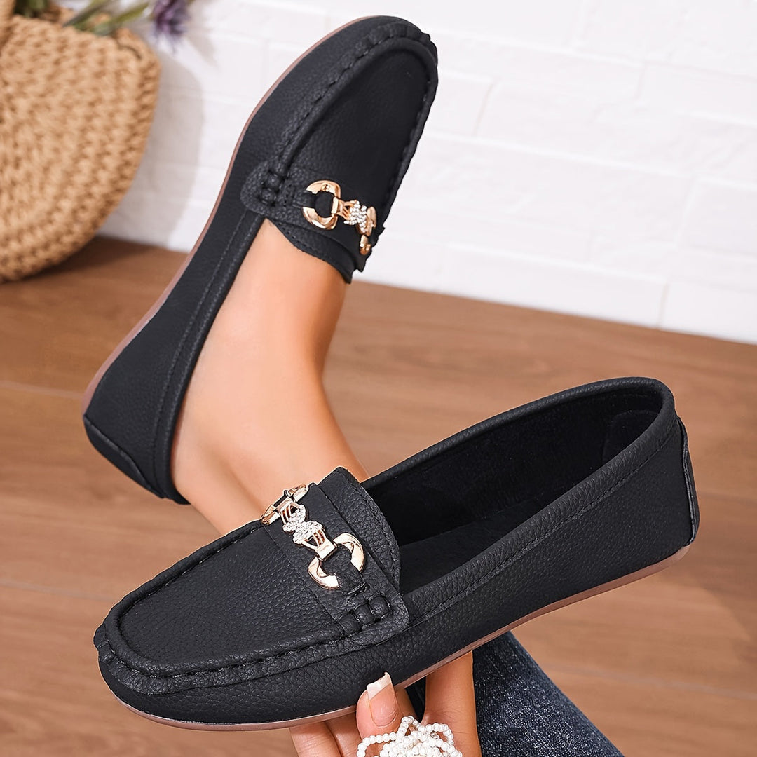 Selvane | Femme Mocassins Slip-On Boucle Dorée - White - Image 4