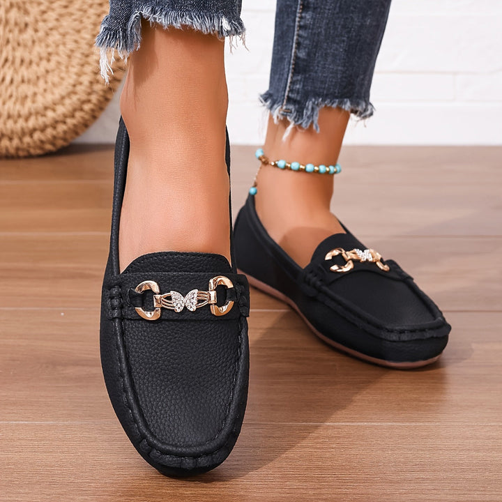 Selvane | Femme Mocassins Slip-On Boucle Dorée - White - Image 5