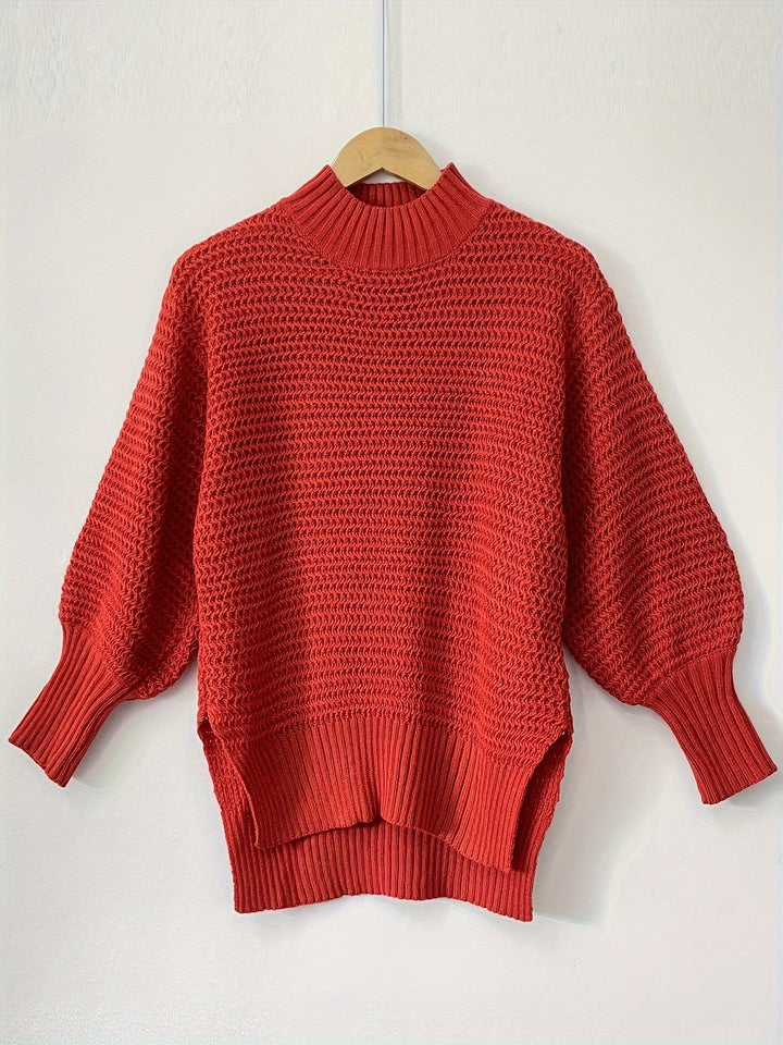 Selvîne | Pull Femme Grande Maille Oversize Col Montant - Red - Image 3