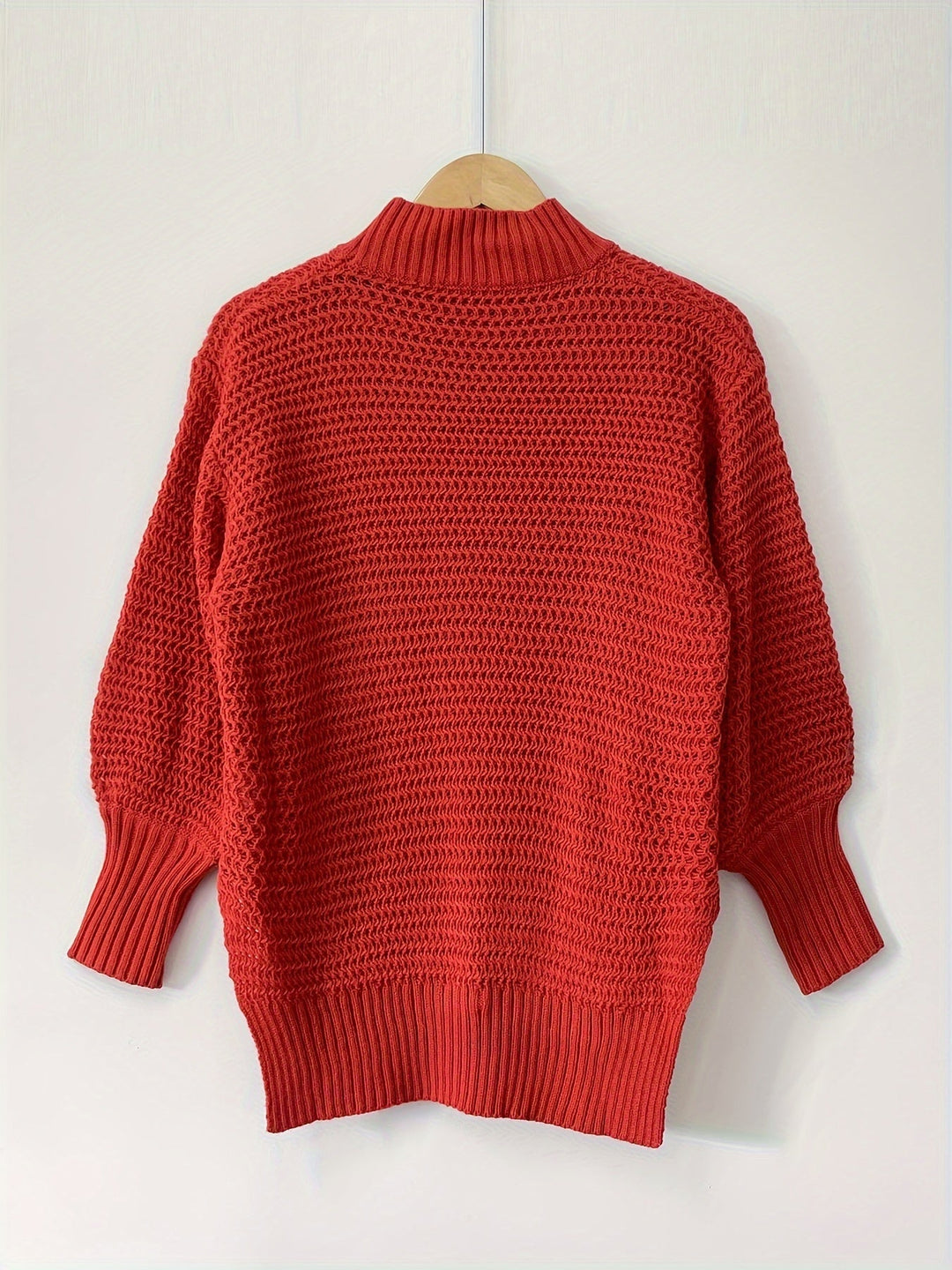 Selvîne | Pull Femme Grande Maille Oversize Col Montant - Red - Image 4