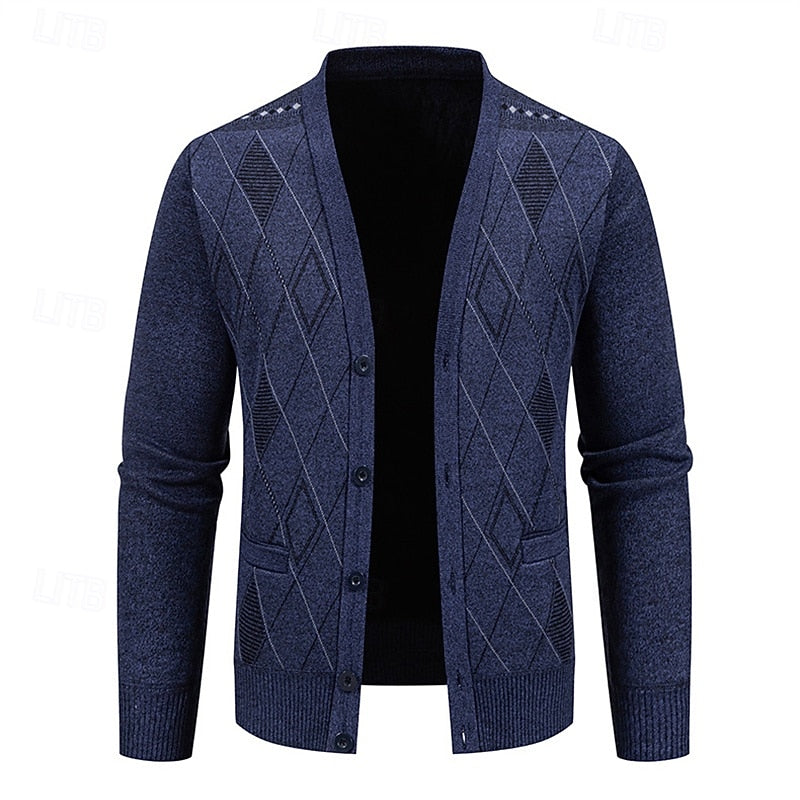 Dravsel | Homme Gilet en Maille Argyle Boutonné - Navy - Image 2