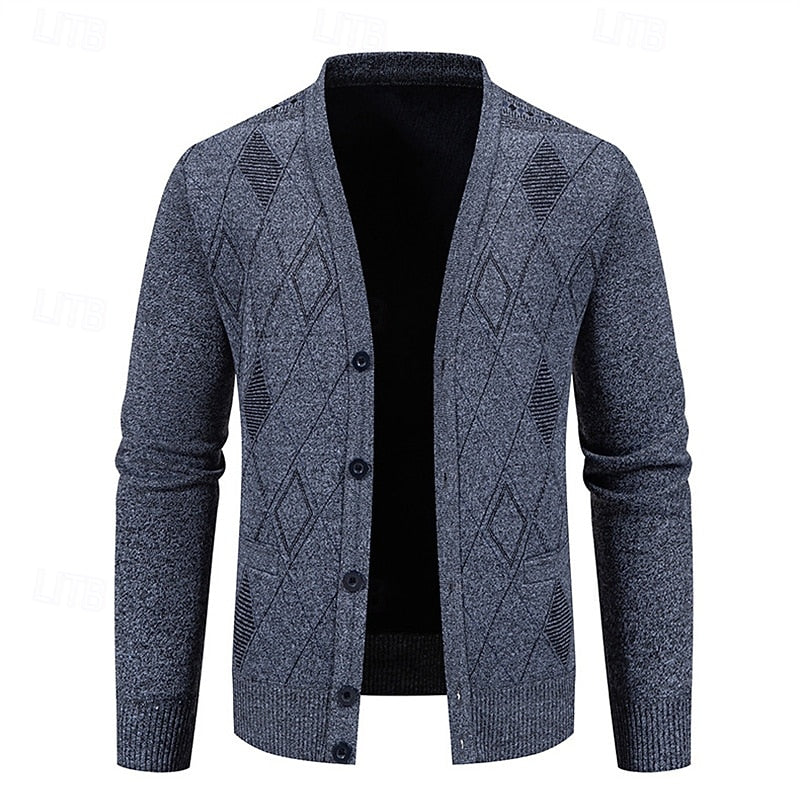 Dravsel | Homme Gilet en Maille Argyle Boutonné - Navy - Image 5