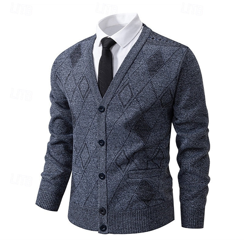 Dravsel | Homme Gilet en Maille Argyle Boutonné — vue 6