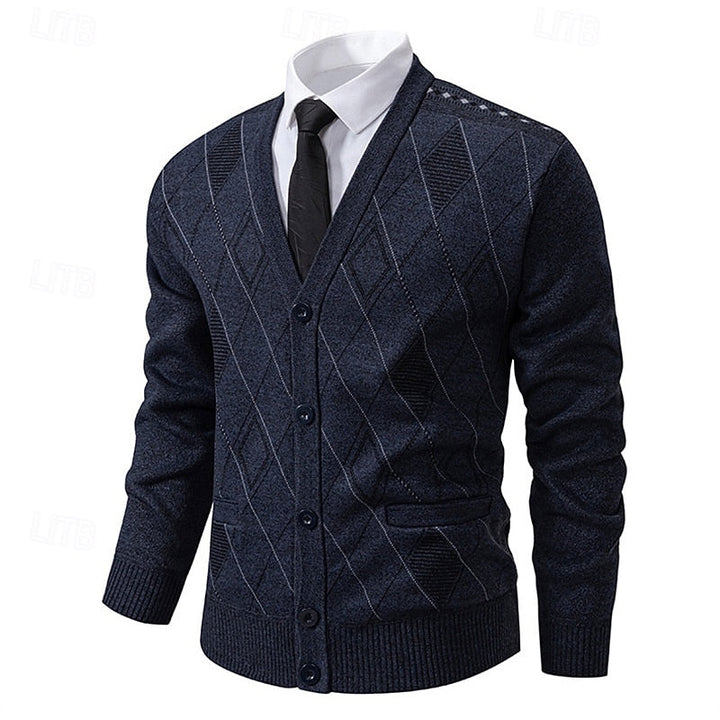 Dravsel | Homme Gilet en Maille Argyle Boutonné — vue 9
