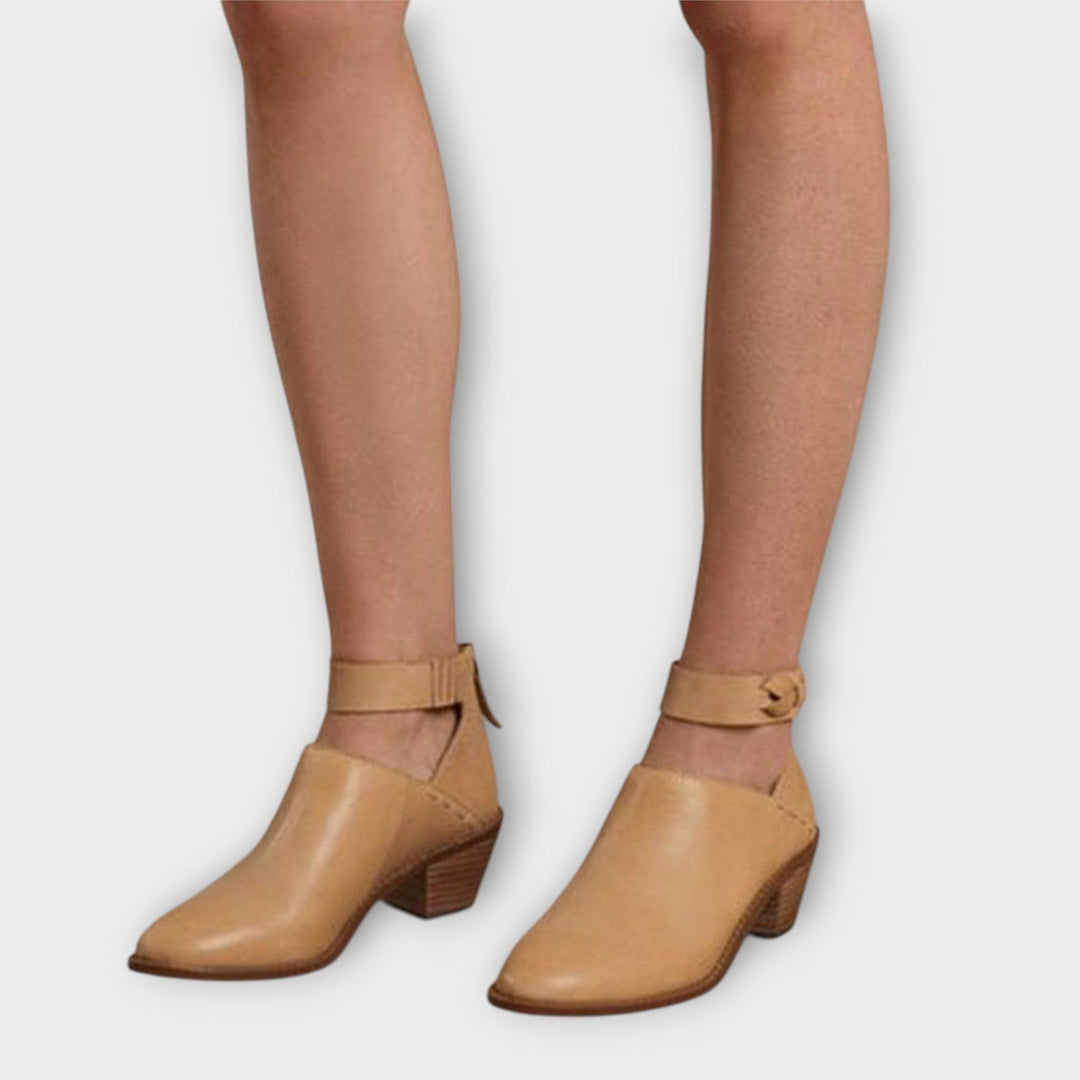 Sélavyne | Femme Bottines à Découpes Talon Bloc - Camel - Image 2