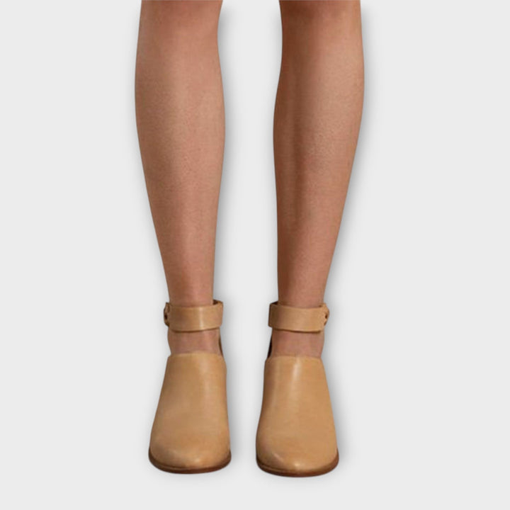 Sélavyne | Femme Bottines à Découpes Talon Bloc - Camel - Image 3