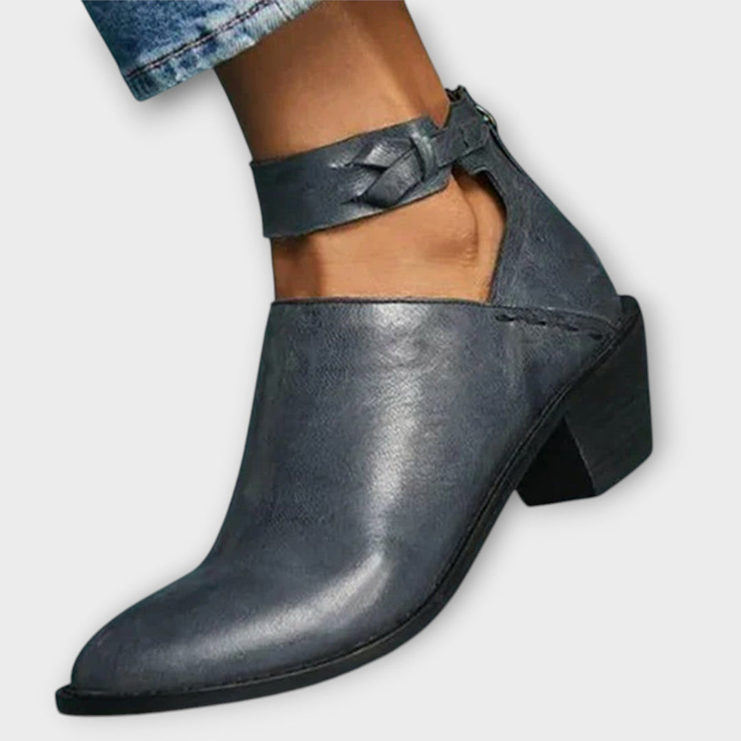Sélavyne | Femme Bottines à Découpes Talon Bloc - Camel - Image 5