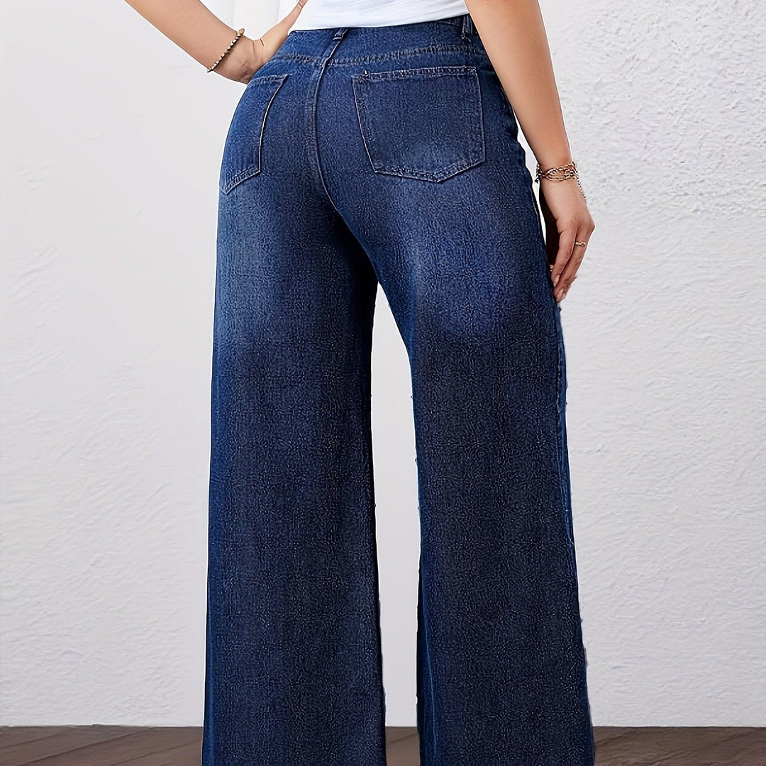 Sélovane | Femme Jean Large Taille Haute Bleu - Dark Blue - Image 7