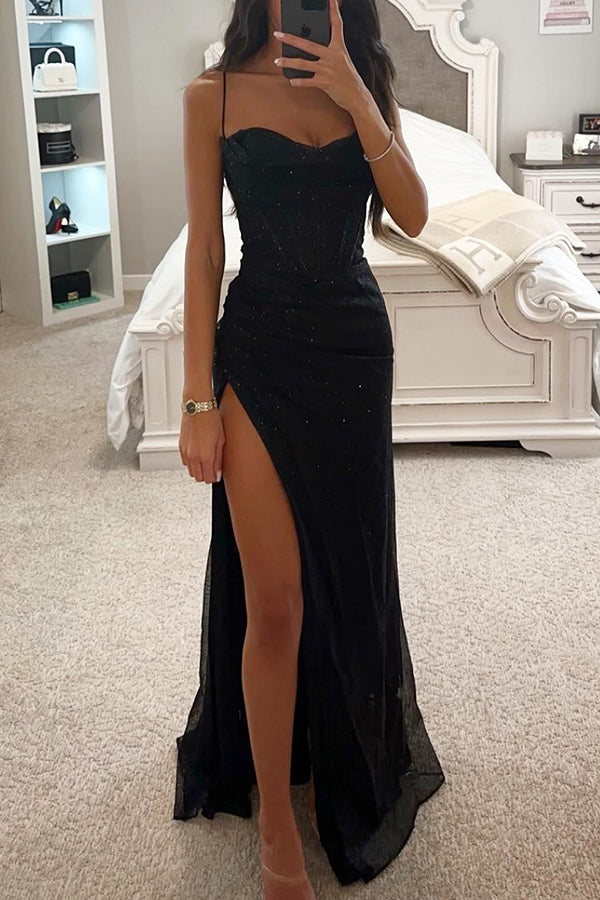 Sélovyne | Femme Robe de Soirée Longue Paillettes - Black - Image 1