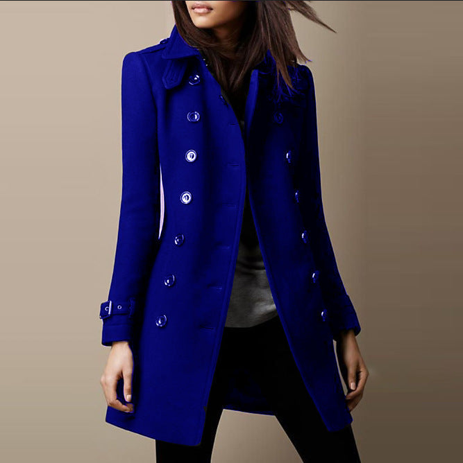 Solvhène | Femme Manteau Croisé Hiver Ajusté - Royal Blue - Image 2