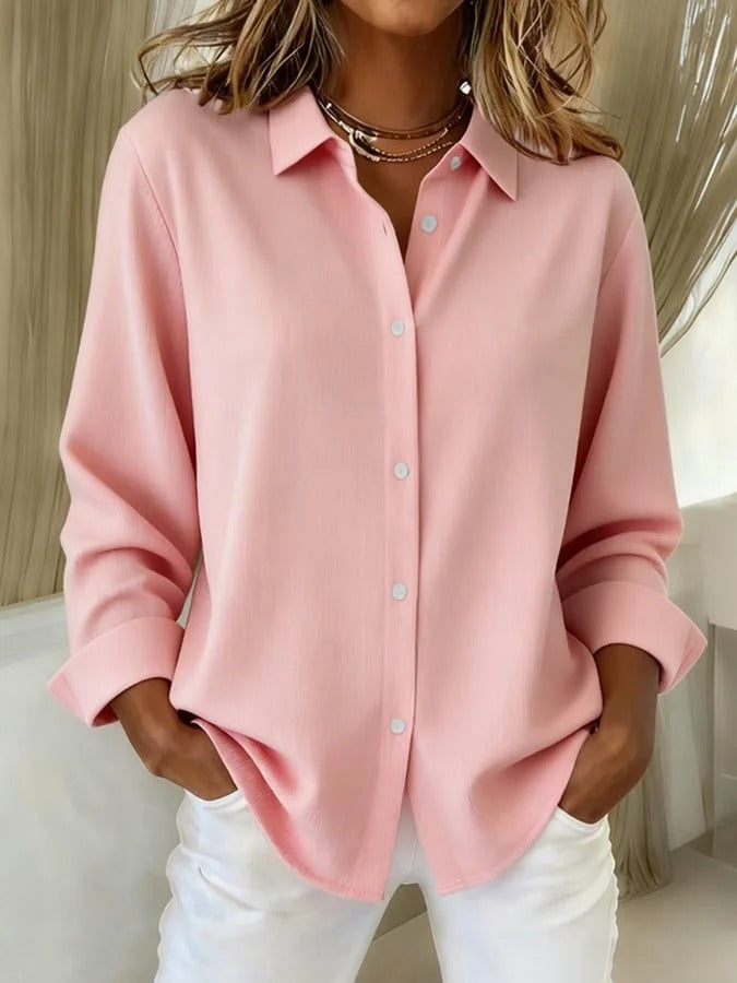 Solvière | Femme Chemisier Boutonné Manches Longues - Hot Pink - Image 3