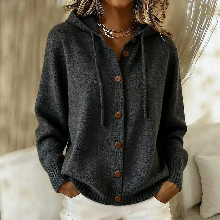 Sorène | Femme Cardigan à Capuche Boutonné Oversize - Pink - Image 5