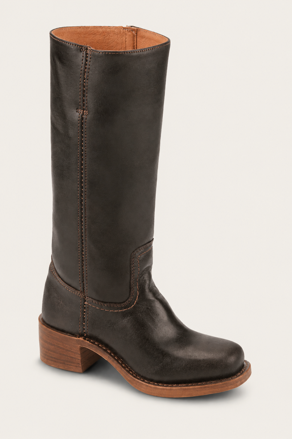 Sévanne | Femme Bottes Hautes Cuir Western Talon Bloc - Dark Brown - Image 2