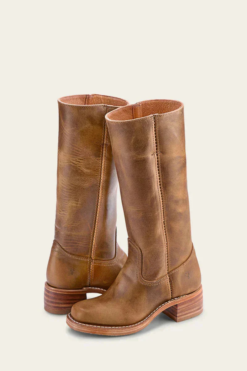 Sévanne | Femme Bottes Hautes Cuir Western Talon Bloc - Dark Brown - Image 5