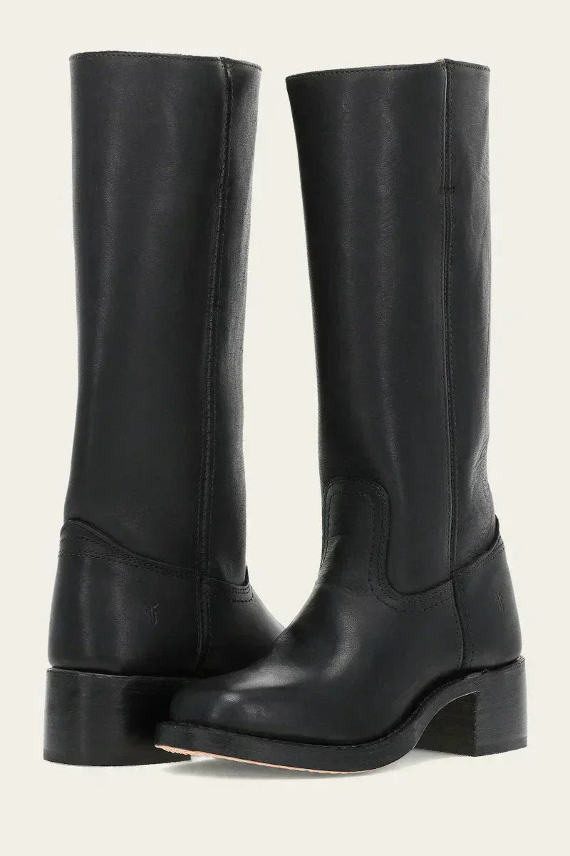 Sévanne | Femme Bottes Hautes Cuir Western Talon Bloc - Dark Brown - Image 6