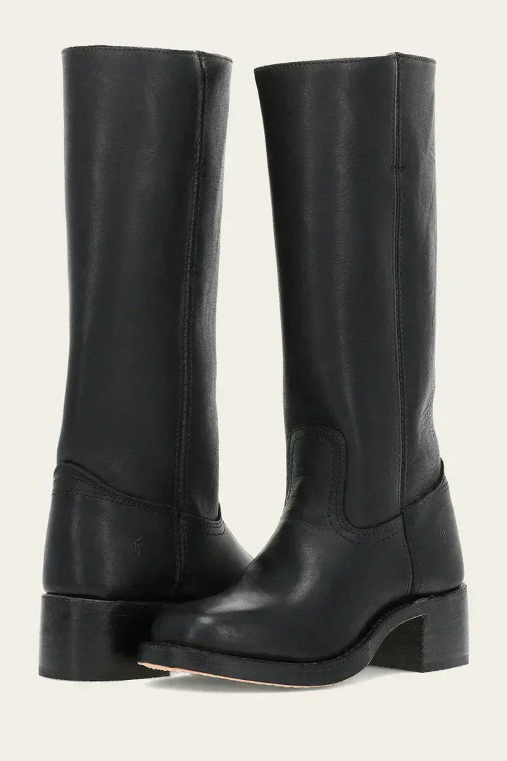 Sévanne | Femme Bottes Hautes Cuir Western Talon Bloc - Dark Brown - Image 6