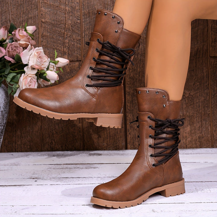 Sylvorne | Femme Bottines à Lacets Combat - Black - Image 11