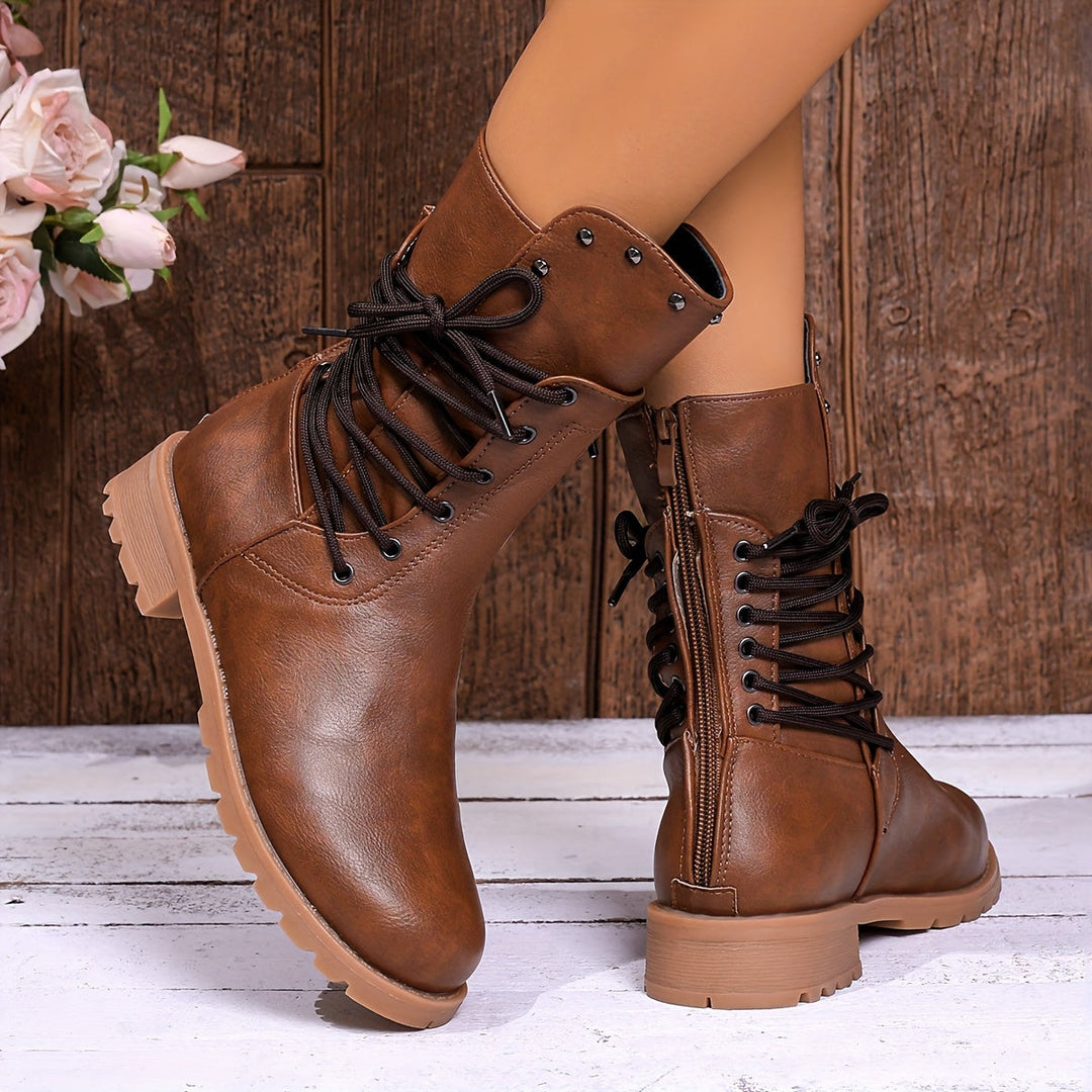 Sylvorne | Femme Bottines à Lacets Combat - Black - Image 12