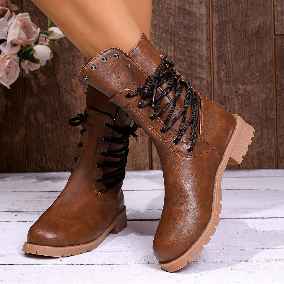 Sylvorne | Femme Bottines à Lacets Combat - Black - Image 13
