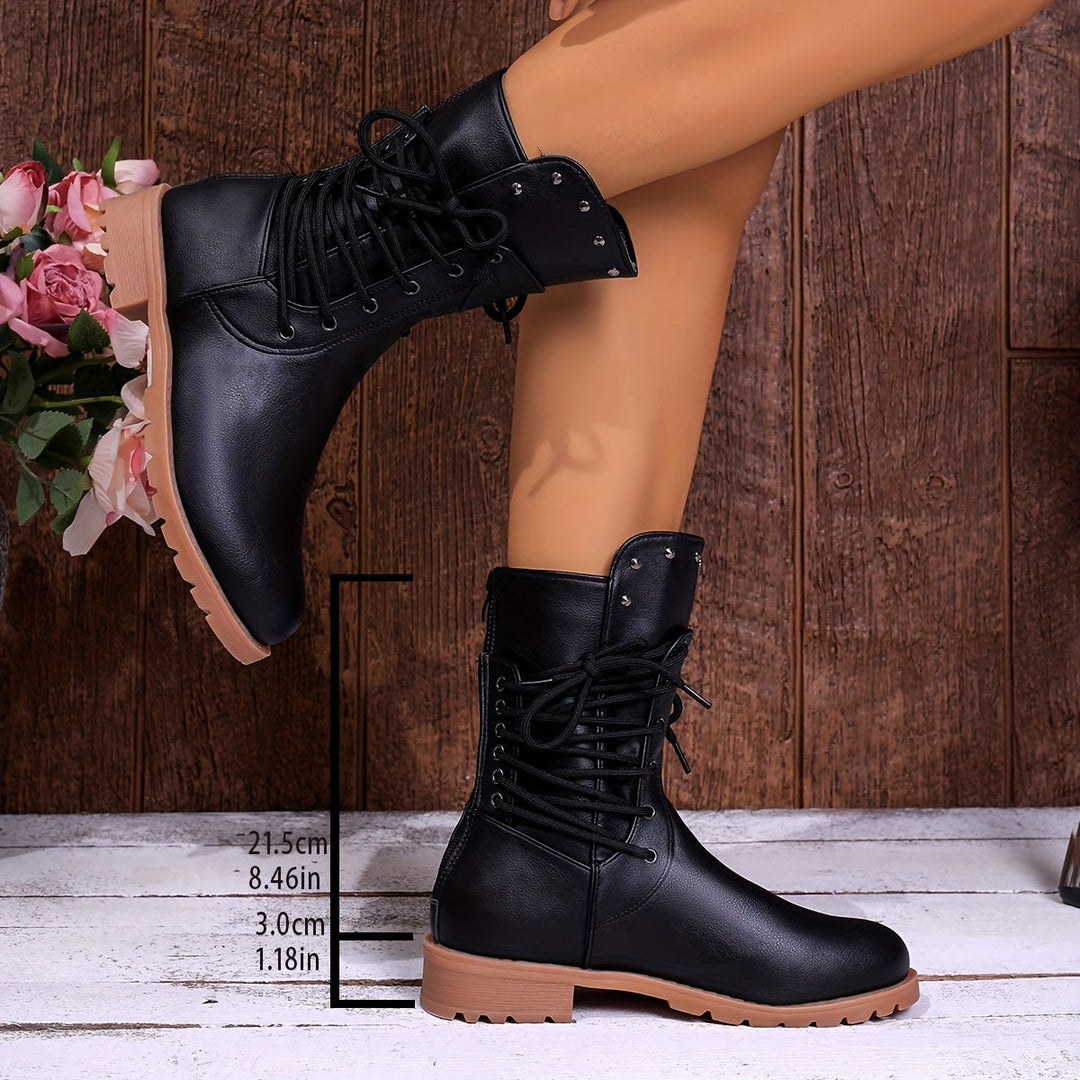 Sylvorne | Femme Bottines à Lacets Combat - Black - Image 8