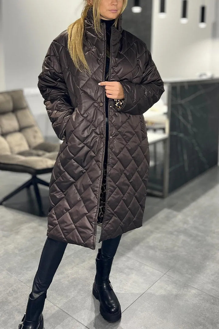 Sylvorne | Femme Doudoune Longue Réversible Léopard - Dark Brown - Image 9