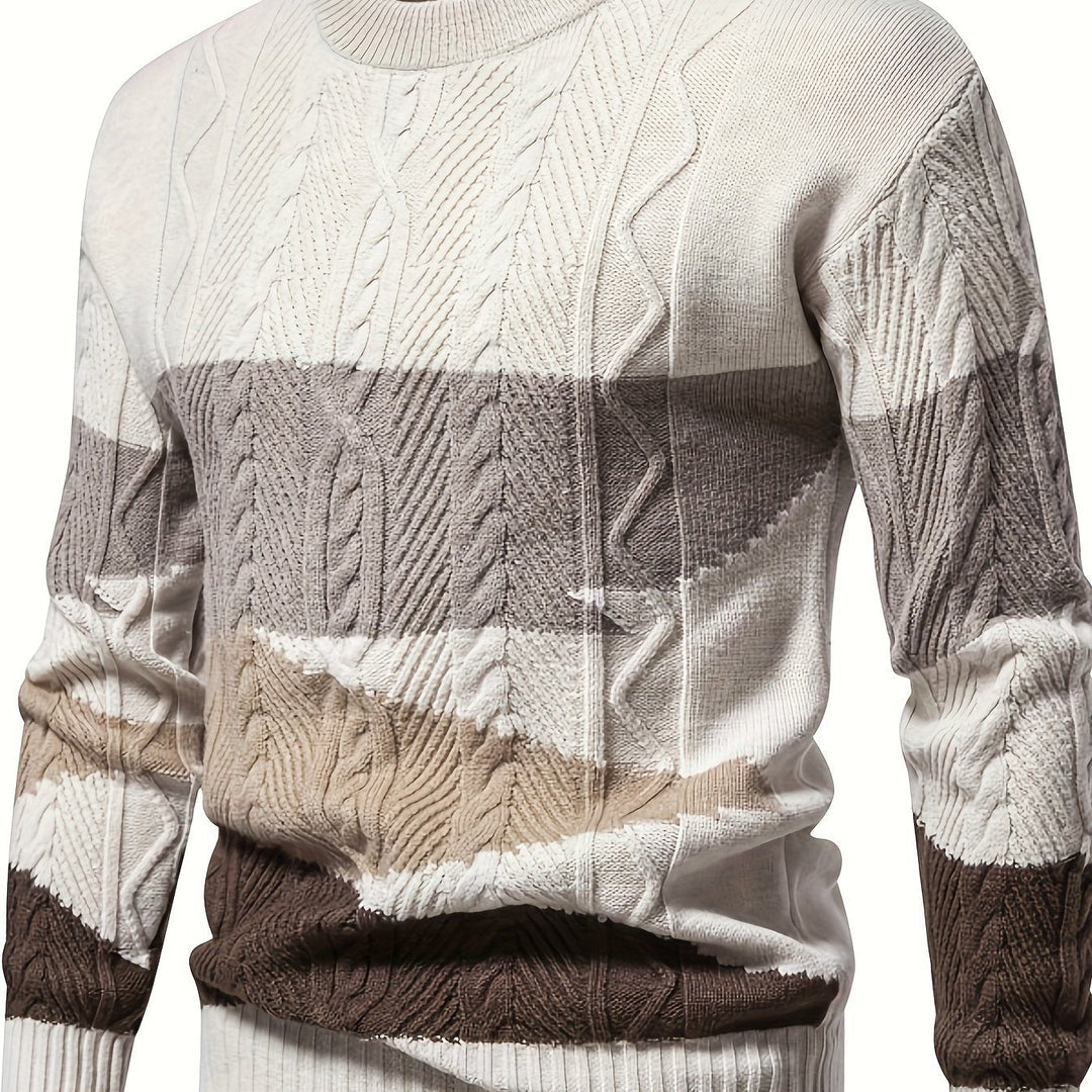 Taldric | Pull Homme Col Rond Jacquard Color Block - Image 1