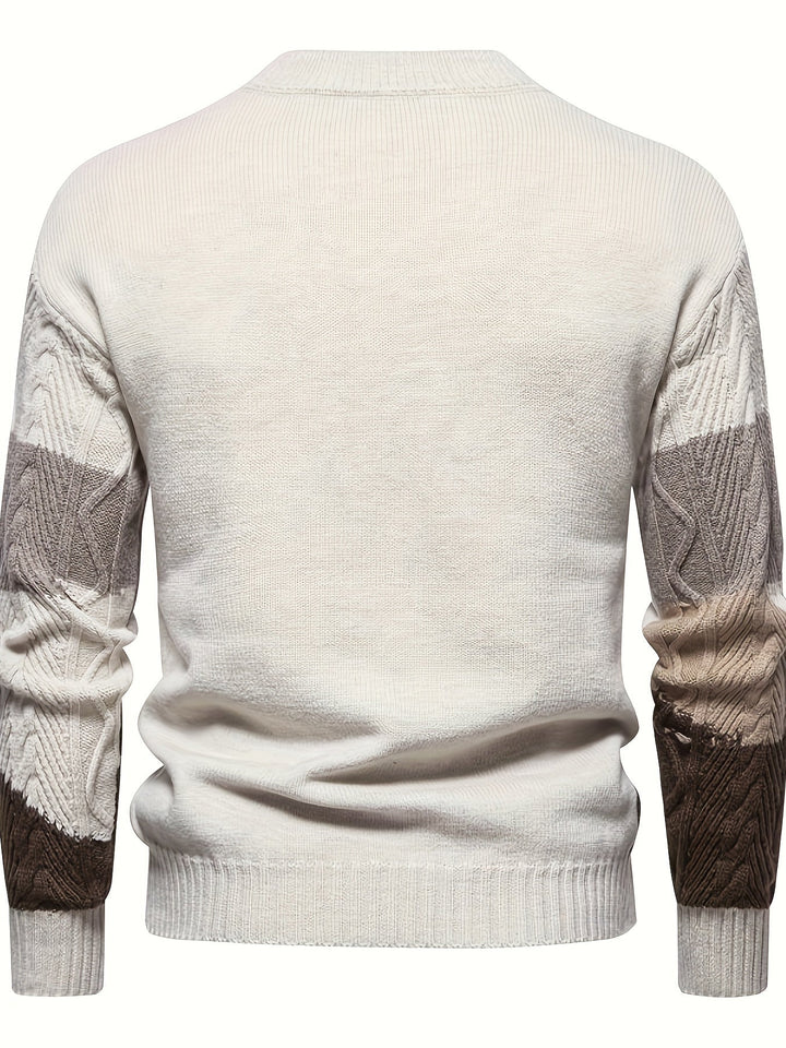 Taldric | Pull Homme Col Rond Jacquard Color Block - Image 3