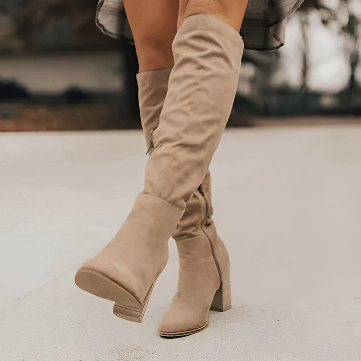Talvène | Femme Bottes Hautes Genou Slouchy - Beige - Image 10