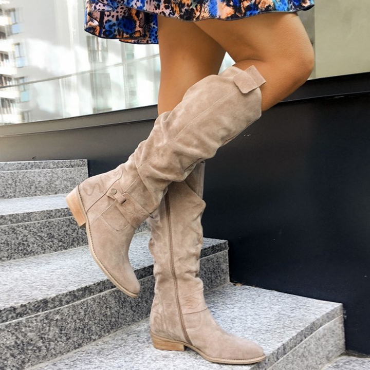 Talvène | Femme Bottes Hautes Genou Slouchy - Beige - Image 6