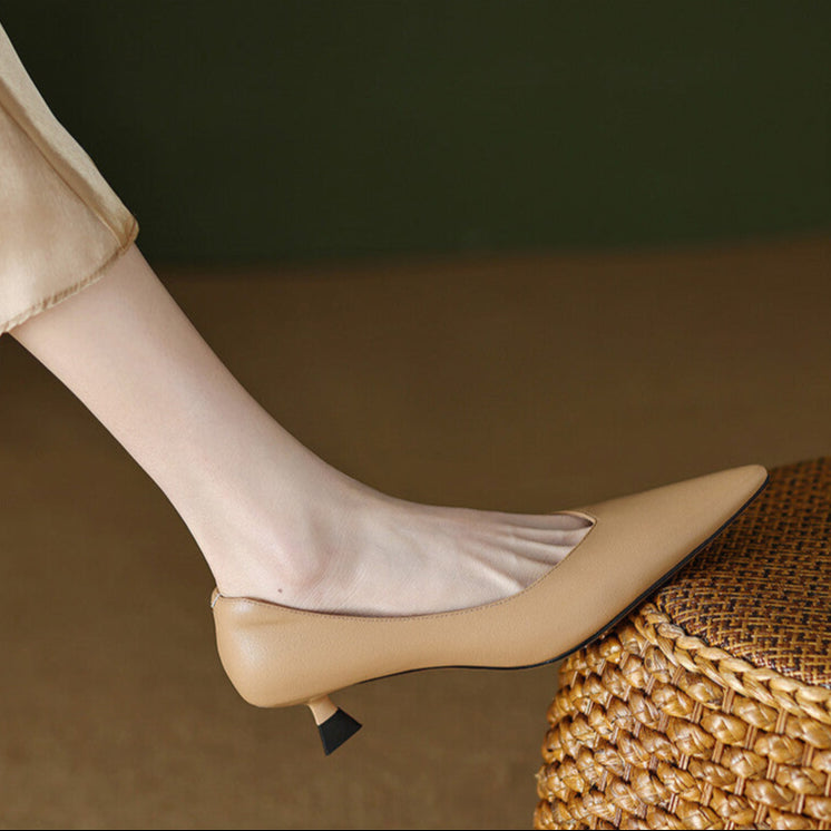 Tamara | Women's Pointed Toe Kitten Heel Pumps - Image 2