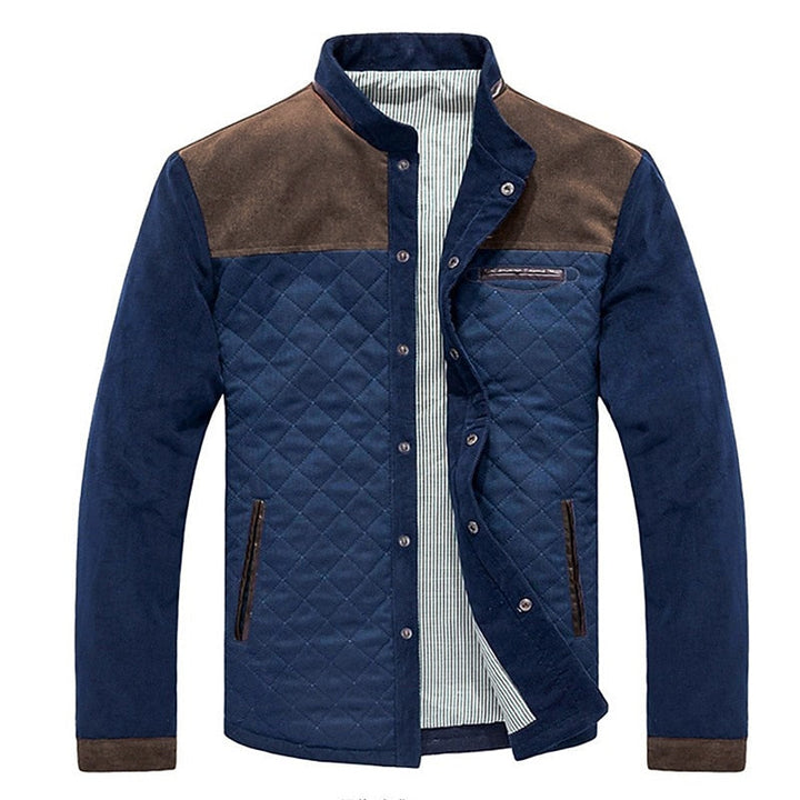 Tarvion | Homme Veste Matelassée Bicolore Col Montant - Blue - Image 3
