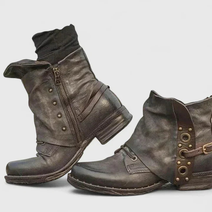 Tarvène | Femme Bottines Vintage à Boucle - Dark Brown - Image 3