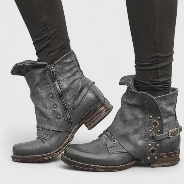 Tarvène | Femme Bottines Vintage à Boucle - Dark Brown - Image 4