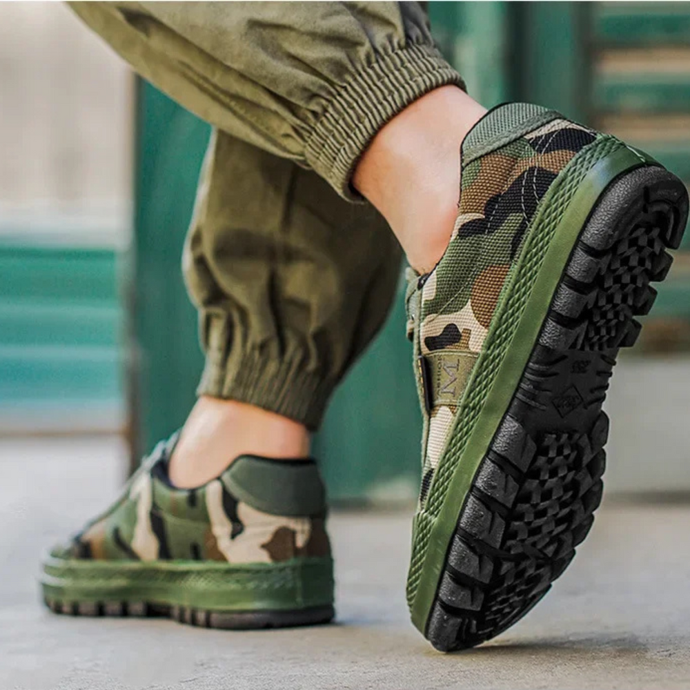 Tavian | Men's Camo Low Top Lace-Up Sneaker - Olive Green - Image 2