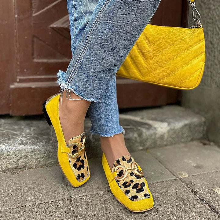 Thalavyne | Mocassins Léopard Femme Boucle Dorée - Yellow - Image 1