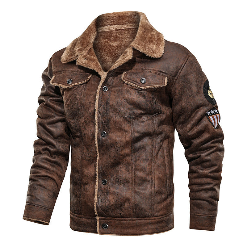 Thalvec | Homme Veste Jean Fourrée Style Aviateur - Brown - Image 1