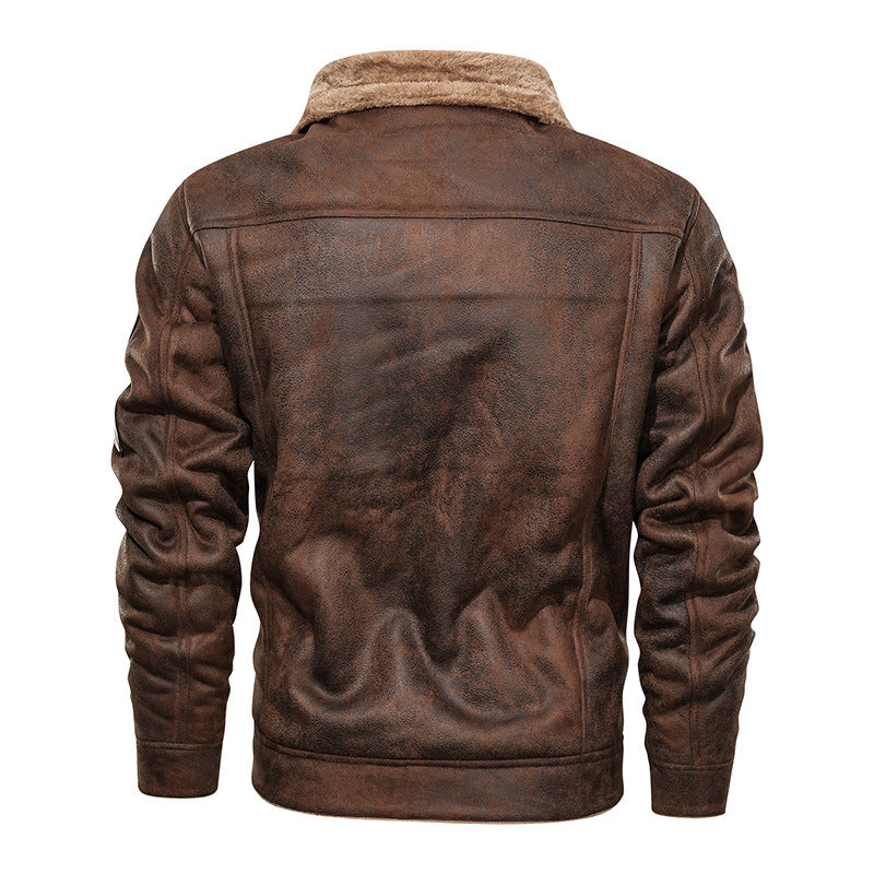 Thalvec | Homme Veste Jean Fourrée Style Aviateur - Brown - Image 2