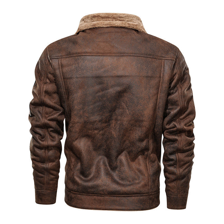Thalvec | Homme Veste Jean Fourrée Style Aviateur - Brown - Image 2