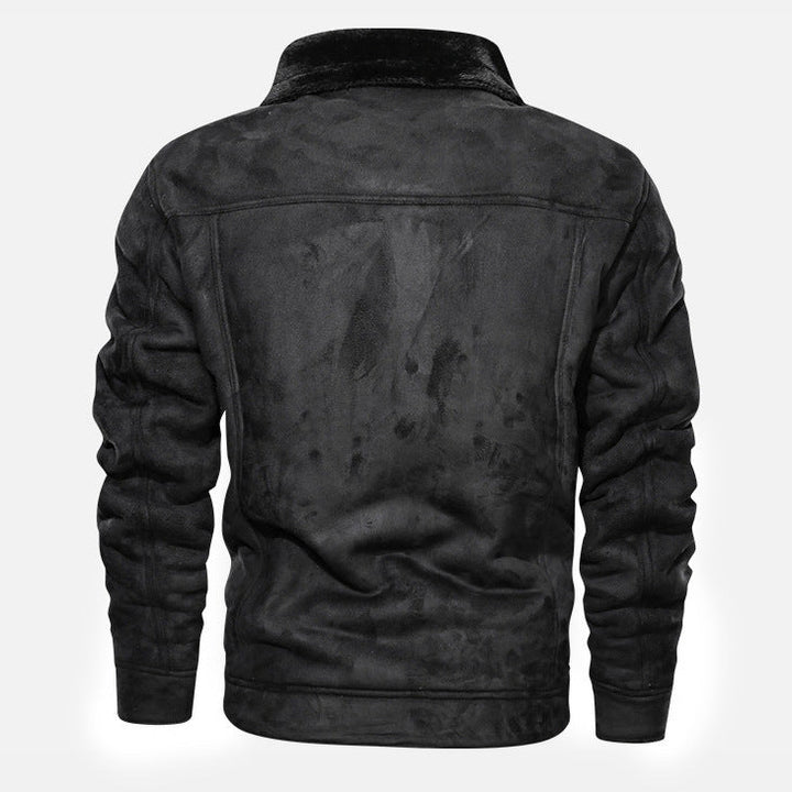 Thalvec | Homme Veste Jean Fourrée Style Aviateur - Brown - Image 4