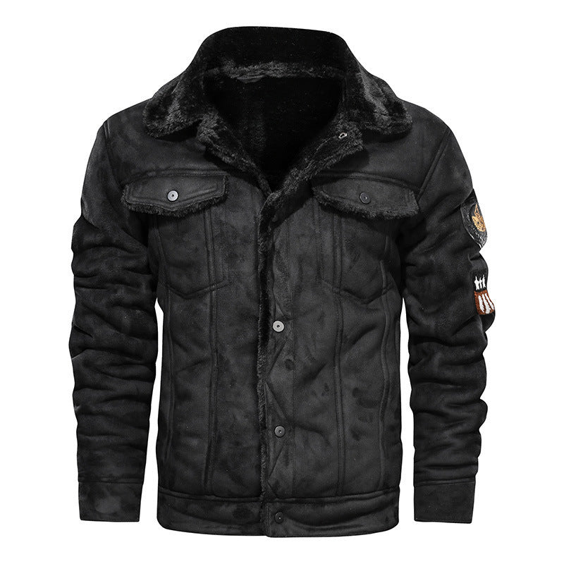 Thalvec | Homme Veste Jean Fourrée Style Aviateur - Brown - Image 6