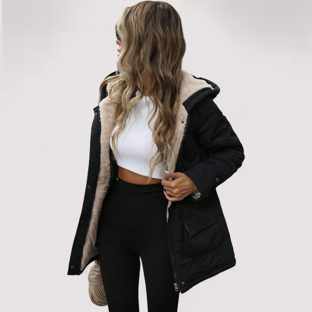 Thalvoire | Femme Parka Doublée Teddy À Capuche - Black - Image 1