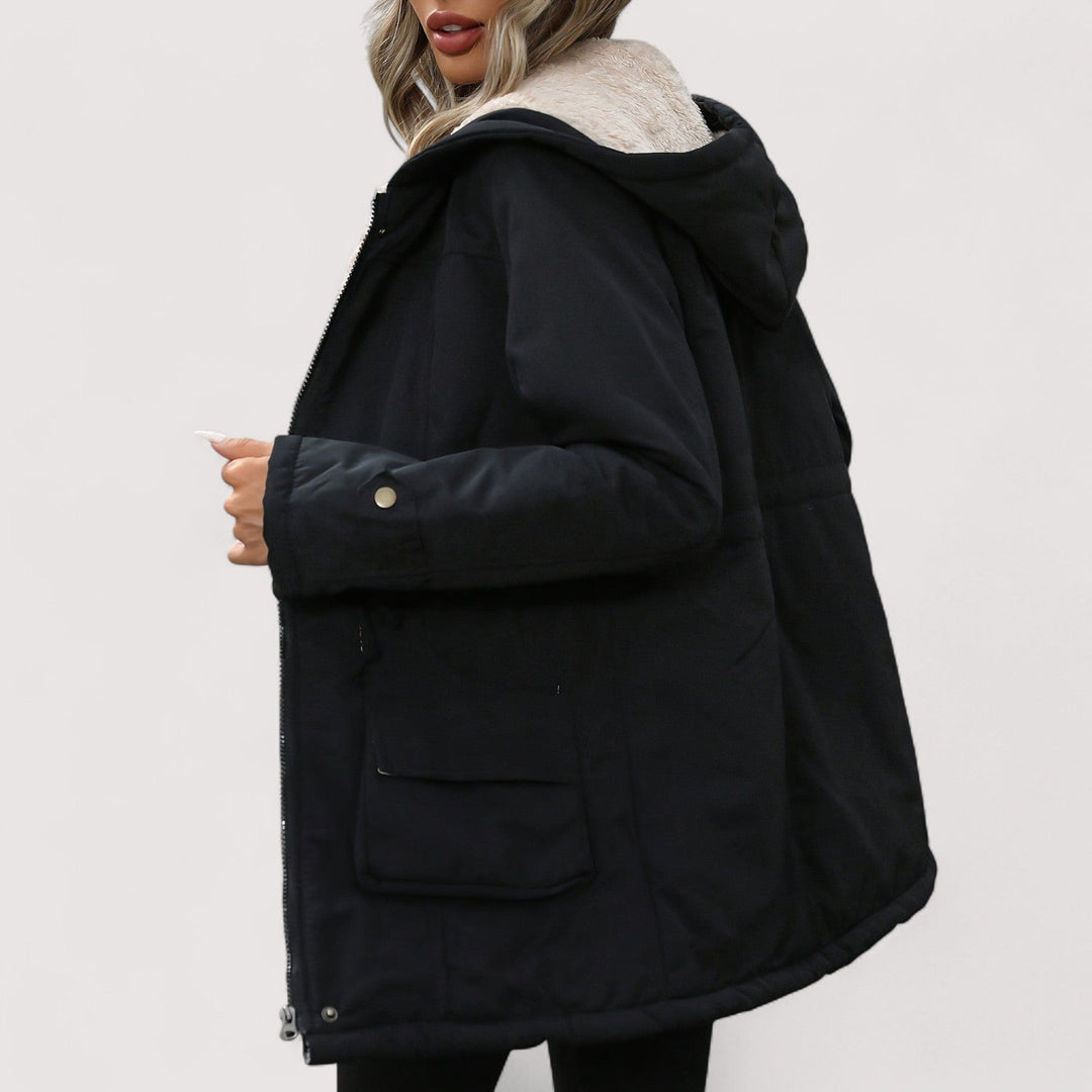 Thalvoire | Femme Parka Doublée Teddy À Capuche - Black - Image 2