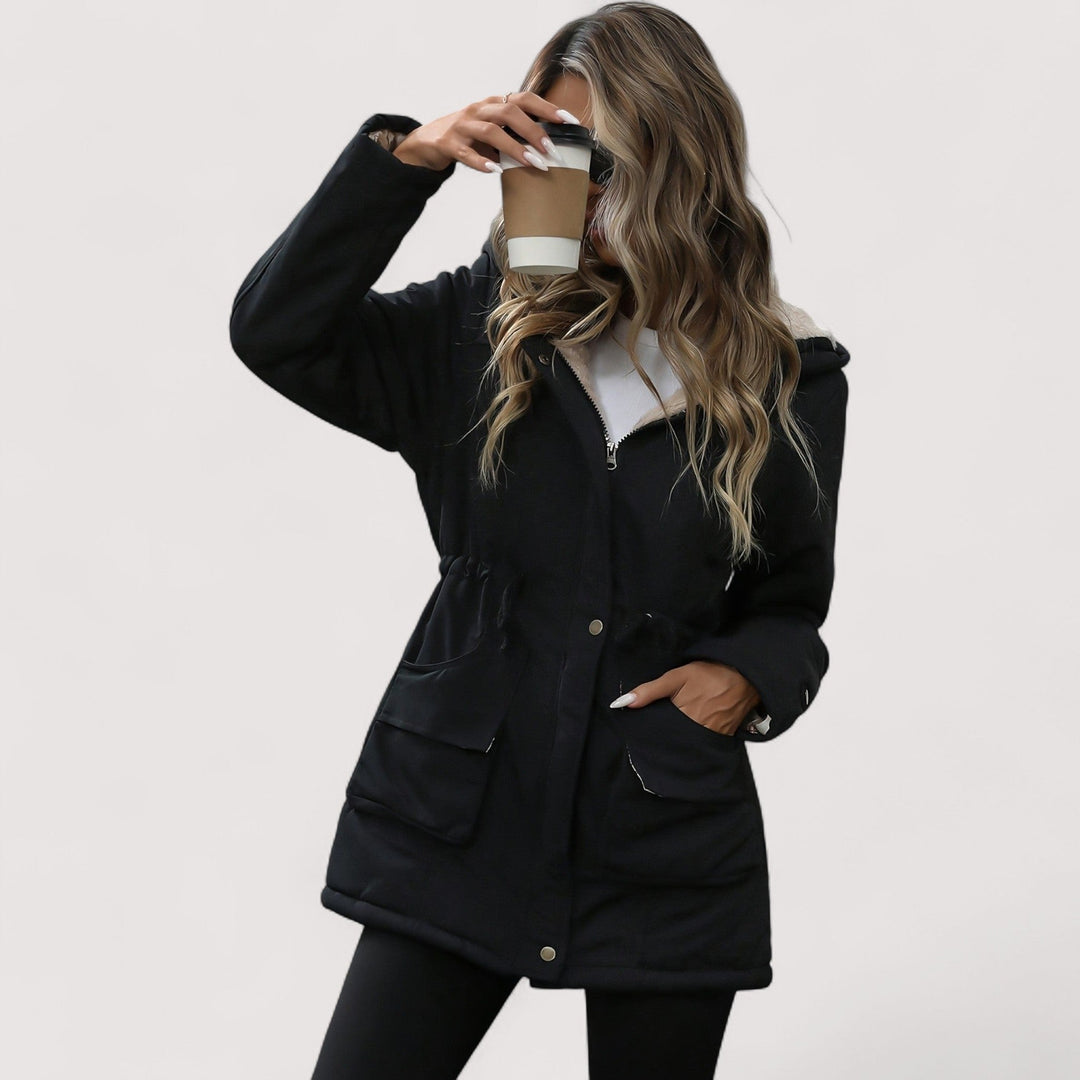 Thalvoire | Femme Parka Doublée Teddy À Capuche - Black - Image 4