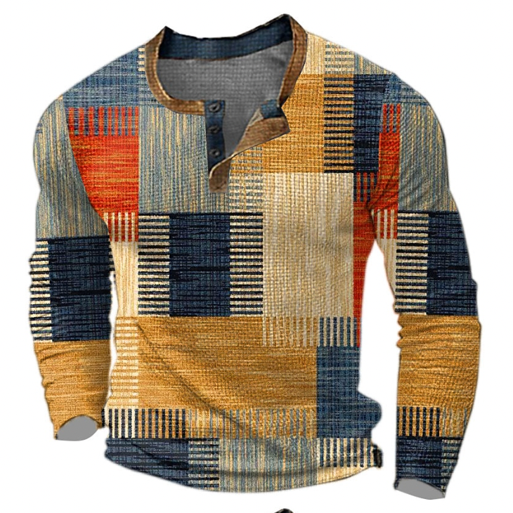 Tharveld | Homme Pull Henley Colorblock Carreaux - Image 2