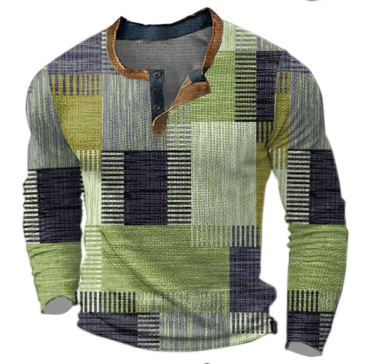 Tharveld | Homme Pull Henley Colorblock Carreaux - Image 3