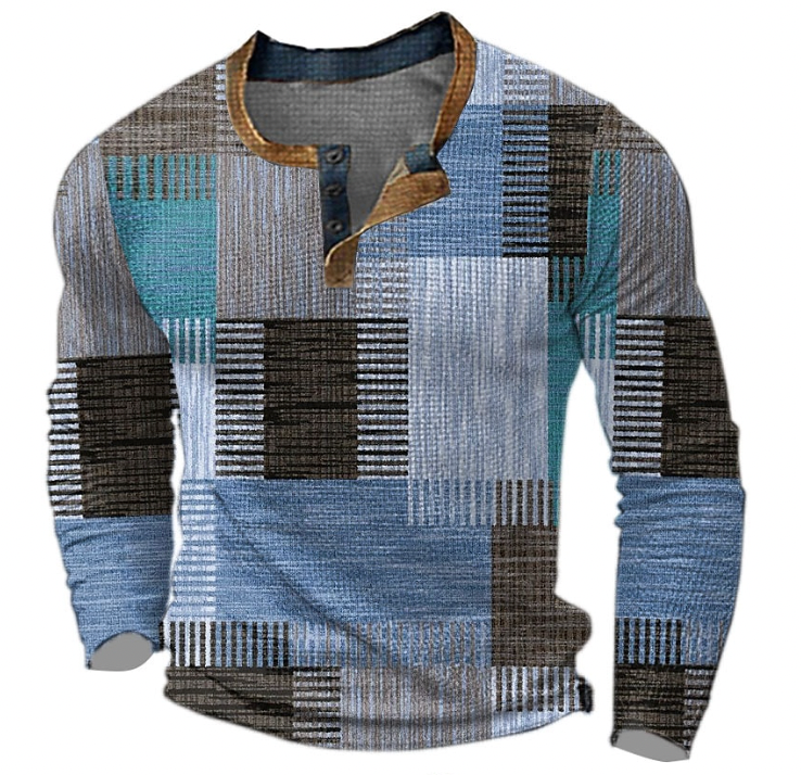 Tharveld | Homme Pull Henley Colorblock Carreaux - Image 4