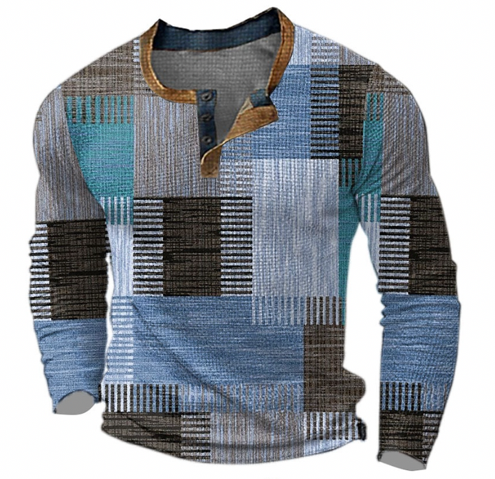 Tharveld | Homme Pull Henley Colorblock Carreaux - Image 4
