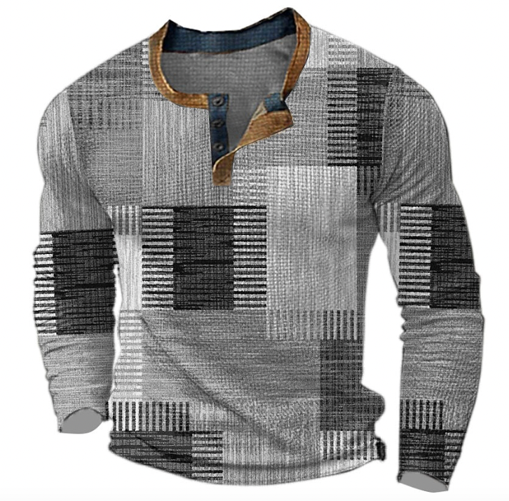 Tharveld | Homme Pull Henley Colorblock Carreaux - Image 5