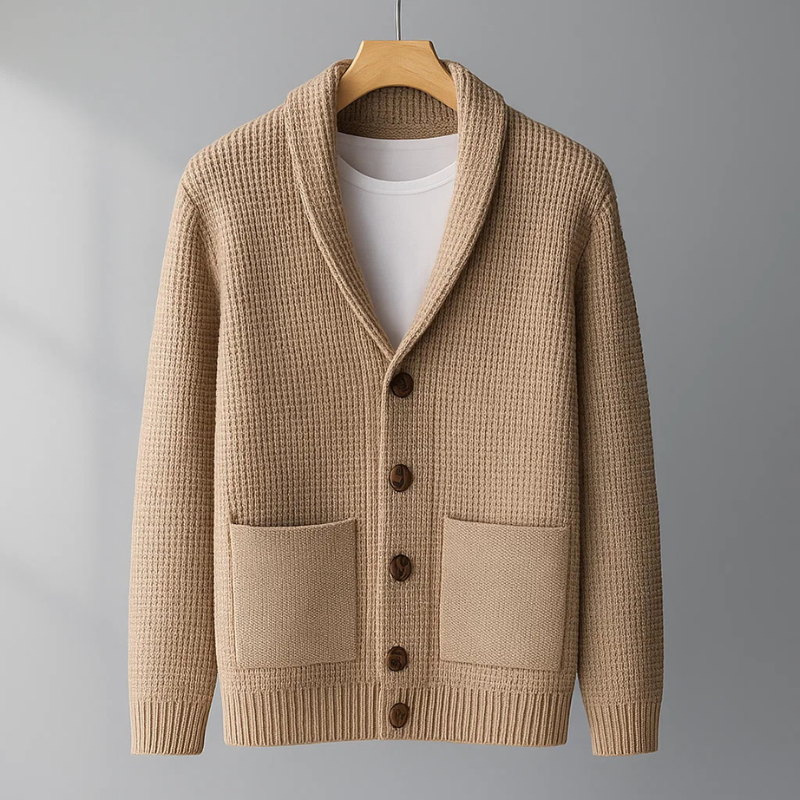 Tharvion | Homme Gilet en Maille Col Châle - Light Blue - Image 3